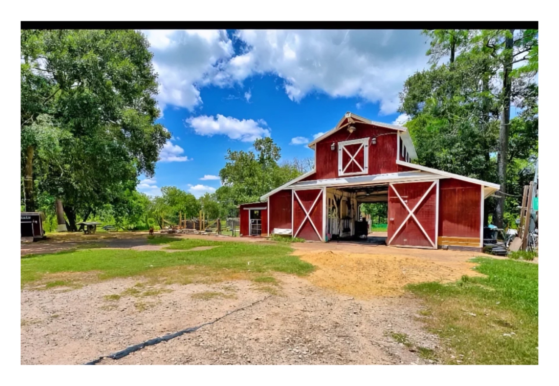 The red barn at Goats on the Bayou Farm