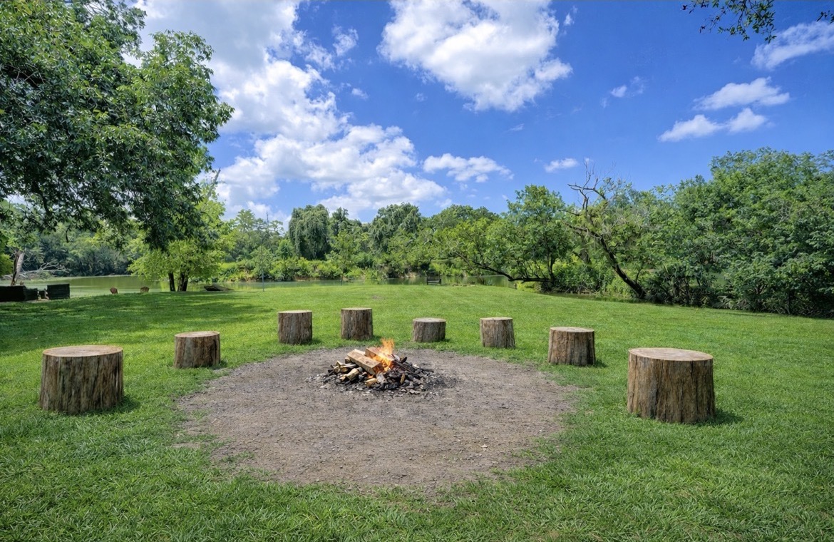 The firepit beside Chocolate Bayou